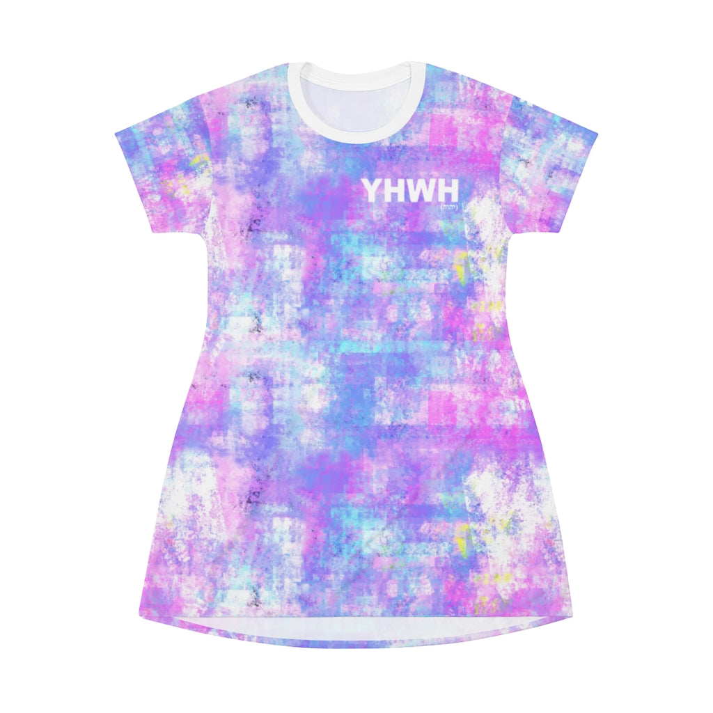 ''YHWH x יהוה‎'' Mauve Tie-Dye T-Shirt Dress - H.O.Y (Humans Of Yahweh)