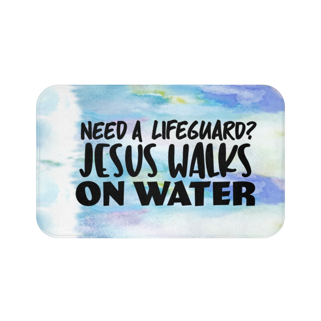 Funny Christian Bath Mat (Jesus Walks On Water)