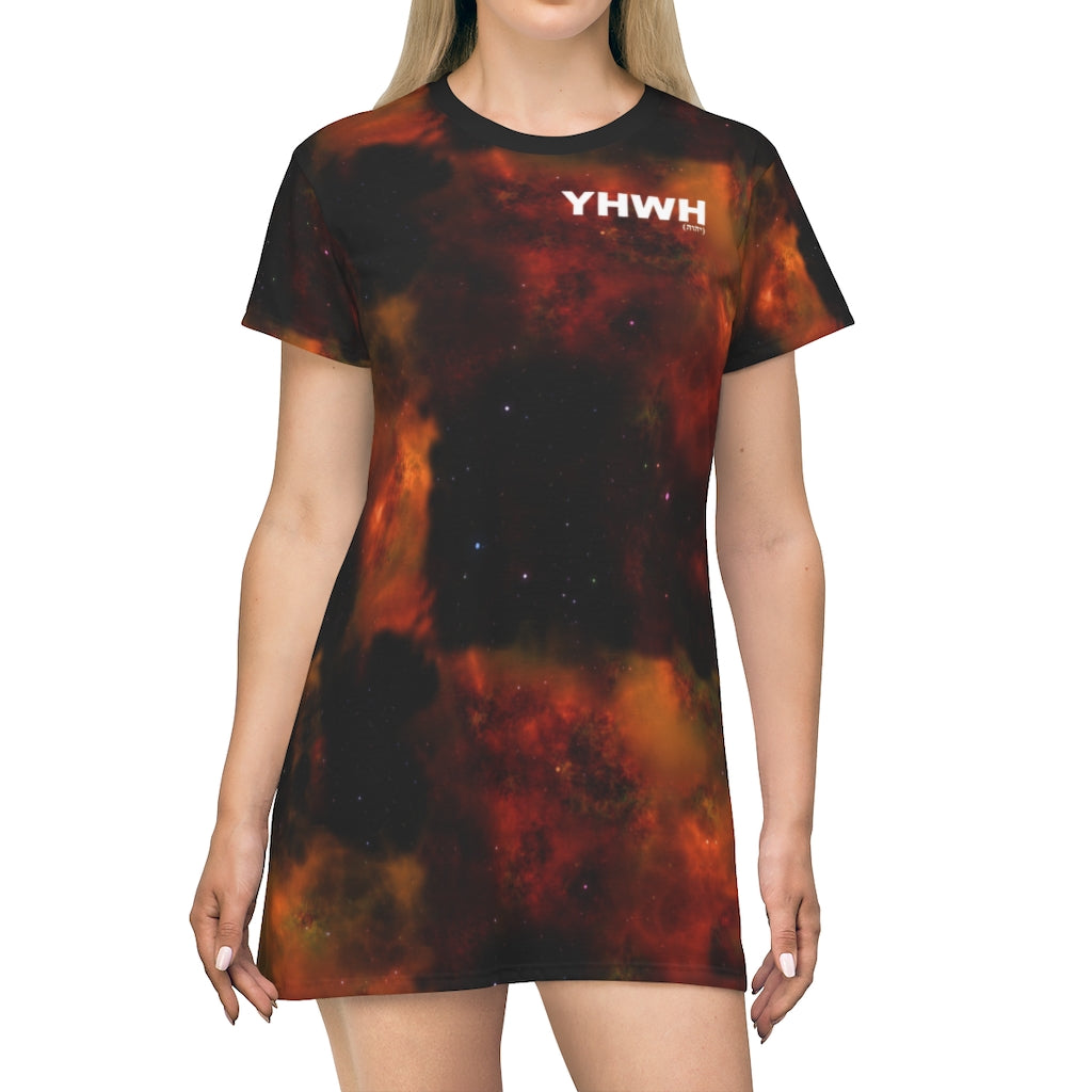 ''YHWH x יהוה‎'' Red Tie-Dye T-Shirt Dress - H.O.Y (Humans Of Yahweh)
