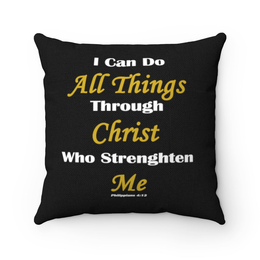 Philippians 4:13 Black Pillow