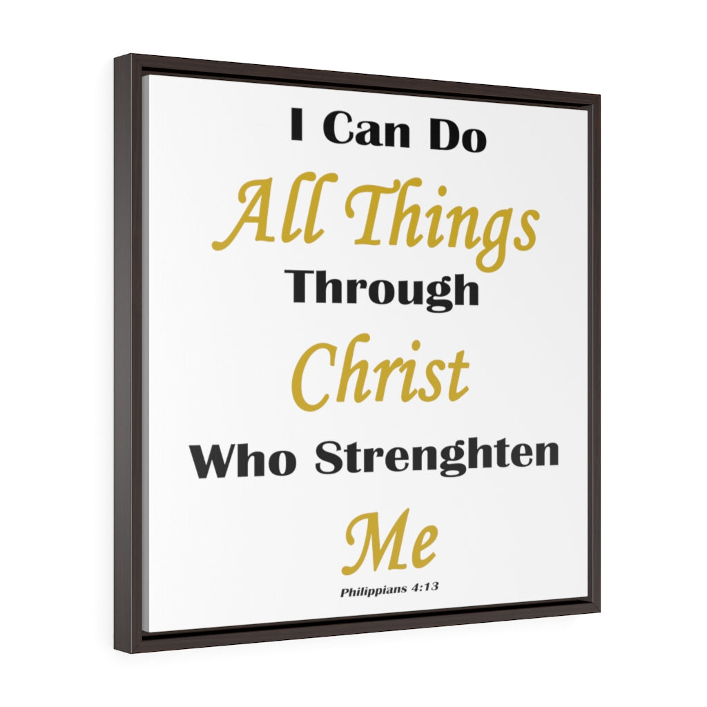 ''Philippians 4:13'' Framed Premium Canvas (White)