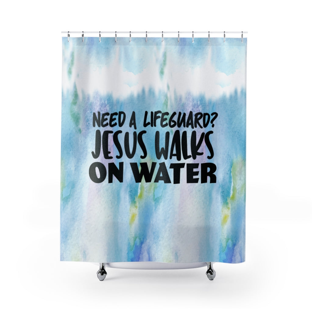 Funny ''Jesus Walks On Water'' Shower Curtains