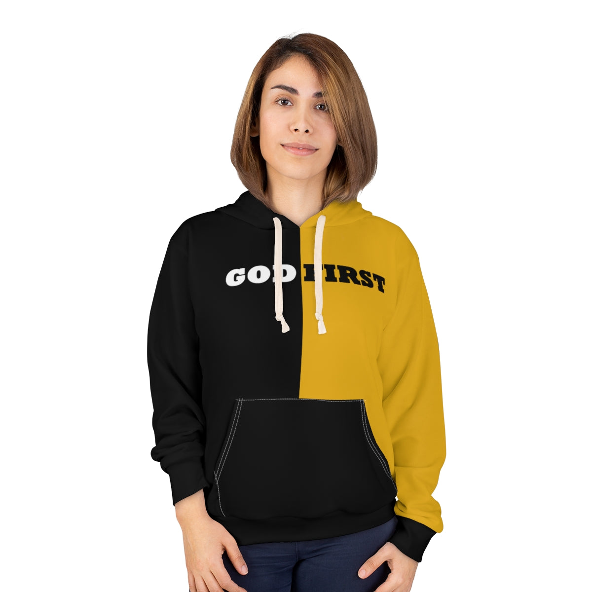 ''God First'' Black&Yellow Hoodie - H.O.Y (Humans Of Yahweh)