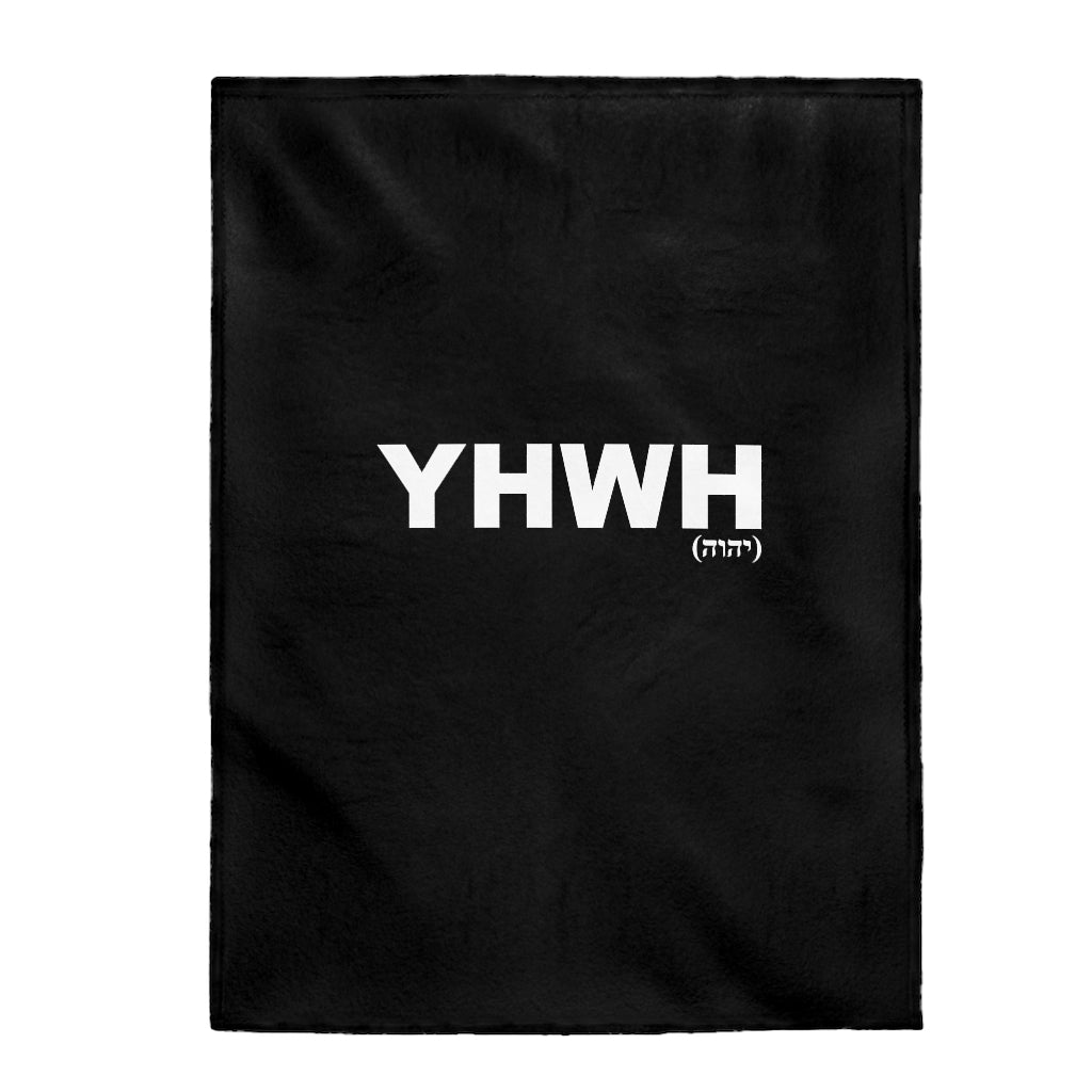 YHWH Velveteen Plush Blanket (Black)