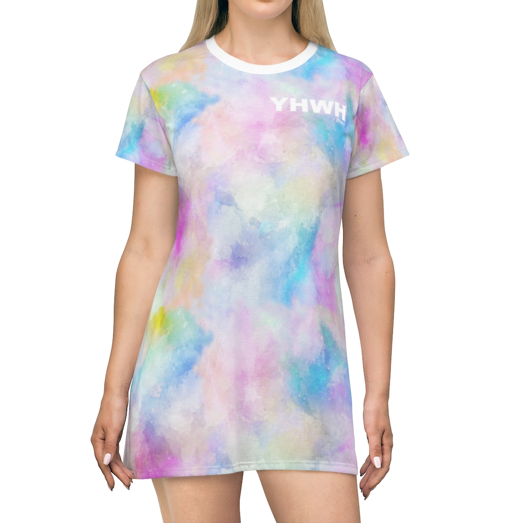 ''YHWH x יהוה‎'' Candy Tie-Dye T-Shirt Dress - H.O.Y (Humans Of Yahweh)