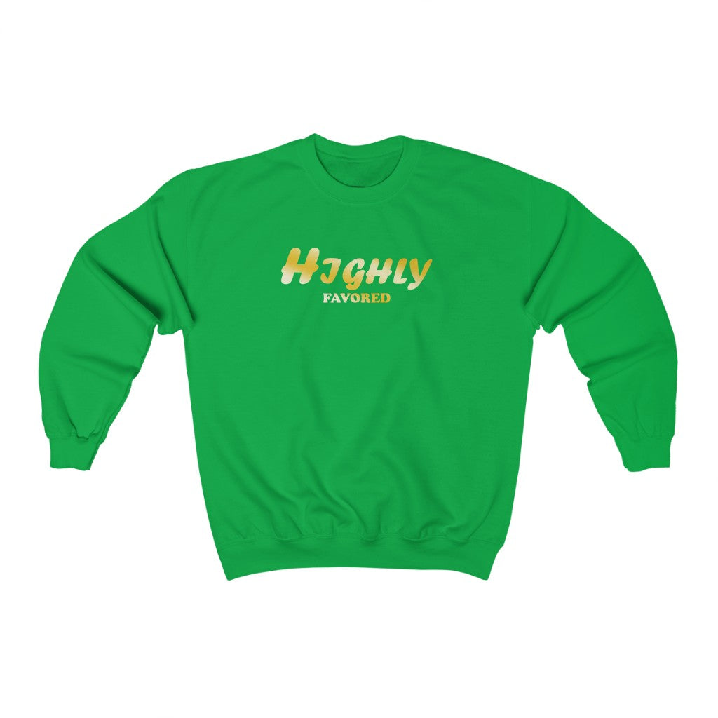 ''Highly Favored'' Gold Edition Crewneck Sweatshirt - H.O.Y (Humans Of Yahweh)