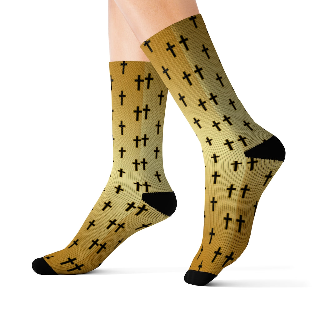 Metallic Gold Cross Socks - H.O.Y (Humans Of Yahweh)