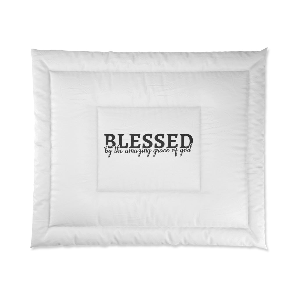 ''Blessed By The Amazing Grace Of God'' Comforter (White)
